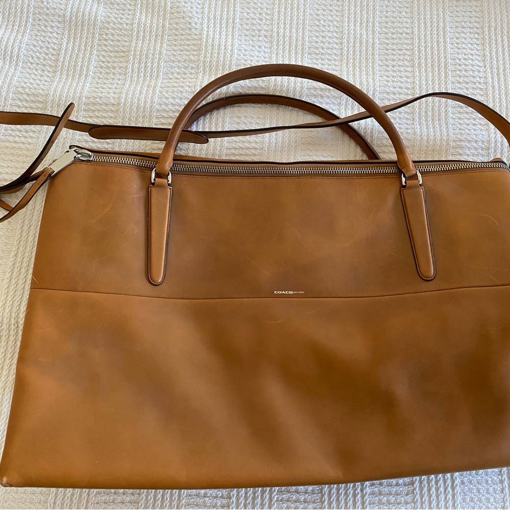 Coach Tan Leather Briefcase for Business